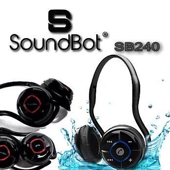 SOUNDBOT 藍芽無線運動商務 耳罩耳機 耳掛式免持通話耳機 防潑水防噪柏金款 SB240藍黑色