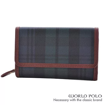 WORLD POLO．世界保羅 - 經典綠格系列3折式外拉鍊零錢袋中夾