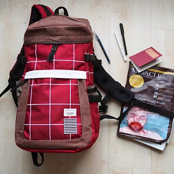 【Flightline】經典紅格紋 郵筒復刻 多功能背包 雙肩包 電腦包(大號)