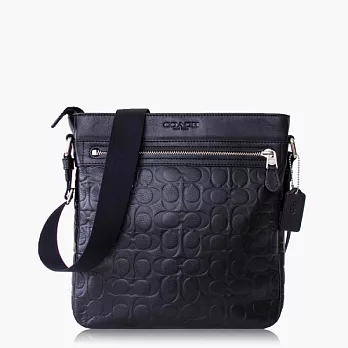 【COACH 男仕品味】皮革 / 側肩 / 斜肩 / 多功能包_黑色