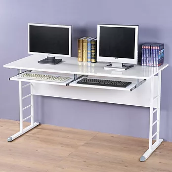 《Homelike》馬克140cm辦公桌-亮面烤漆(附二鍵盤架)(兩色可選)黑色桌面炫灰桌腳