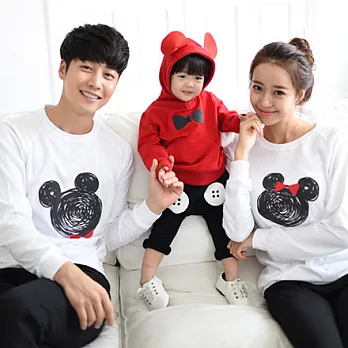 韓版卡通鼠休閒造型親子裝情侣裝(媽媽)M白色