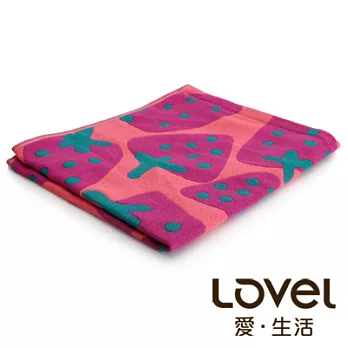 Lovel日雜塗鴉可愛草莓紗布方巾(共3色)粉色
