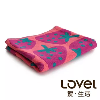Lovel日雜塗鴉可愛草莓紗布童巾(共3色)粉色