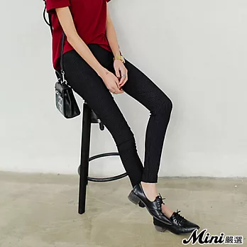 鉛筆褲 彈性條紋打底九分褲 二色-Mini嚴選-FREE*