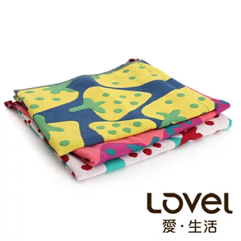 Lovel日雜塗鴉可愛草莓紗布方巾3入組請備註否則隨機出貨