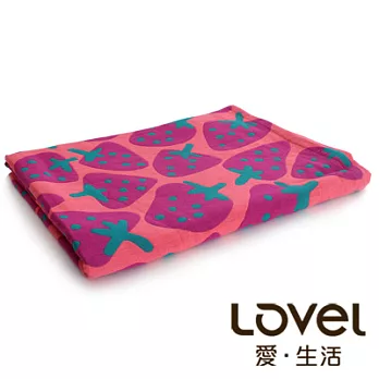 Lovel日雜塗鴉可愛草莓紗布浴巾(共3色)粉色