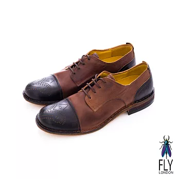 Fly London(男)★復刻型男剪接皮鞋 - 黑/咖39黑/咖