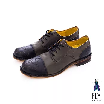 Fly London(男)★復刻型男剪接皮鞋 - 黑/深灰39卡其/多