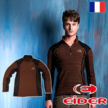 法國【EiDER】男 保暖透氣條紋長袖立領衫 /EIT1431S可可咖啡調