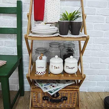 【Homely Zakka】餐具食器三層摺疊竹製層架