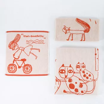 觸碰的療癒 橘色純棉巾(三入組)