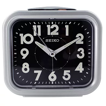 【日本精工-SEIKO】QHK023流線方型靜音夜光貪睡鬧鐘銀色