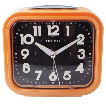 【日本精工-SEIKO】QHK023流線方型靜音夜光貪睡鬧鐘橘色