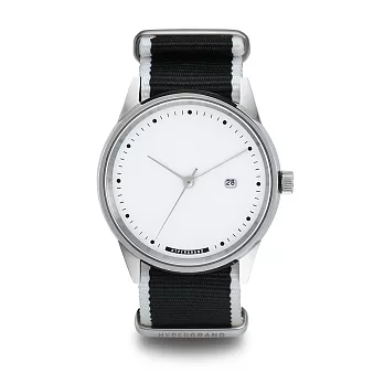 HYPERGRAND - Silver White Straight Jacquard Mono冷鋼系列 - 銀白錶盤黑白斜紋 手錶