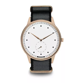 HYPERGRAND - SIGNATURE RGW Straight Jacquard Grey/小秒針系列 - 玫瑰金白錶盤灰斜紋 手錶