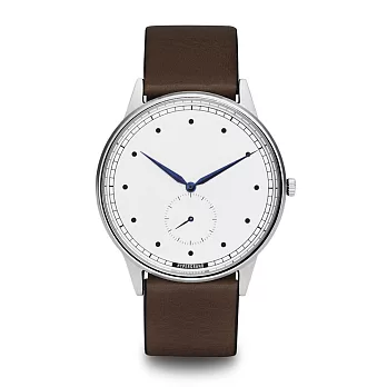 HYPERGRAND - Signature Silver White Classic Brown Leather/小秒針系列 - 銀白錶盤棕皮革手錶
