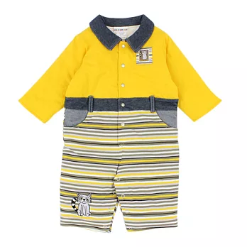 【愛的世界】LOVEWORLD小浣熊系列保暖舖棉衣連褲-台灣製-80丹寧色