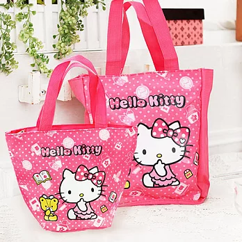 HELLO KITTY 直式便當袋/手提袋+餃形便當袋-粉色