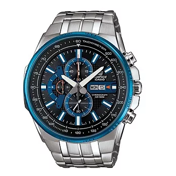 CASIO EDIFICE 勇者無敵三眼雷達運動時尚腕錶-黑+藍-EFR-549D-1A2