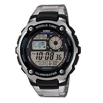 CASIO 冰天雪地潛水專家昇華版運動鋼帶腕錶-銀-AE-2100WD-1A