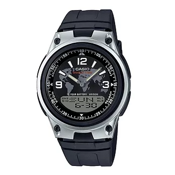 CASIO 數位新世代雙顯規劃昇華版時尚運動腕錶-黑-AW-80-1A2
