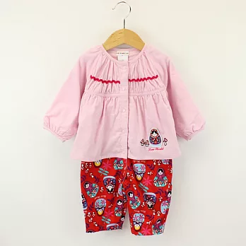 【愛的世界】純棉條絨衣連褲80粉紅色