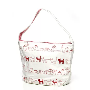 【日本noafamily】帆布側背包-紅色neko貓