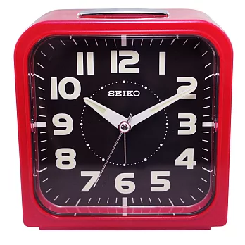 【日本精工-SEIKO】QHK025方型夜光靜音貪睡鬧鐘/時尚設計擺飾鬧鐘(紅色)