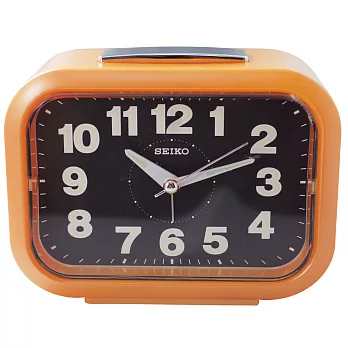 【日本精工-SEIKO】QHK026長方型夜光靜音貪睡鬧鐘/時尚設計擺飾鬧鐘(橘色)