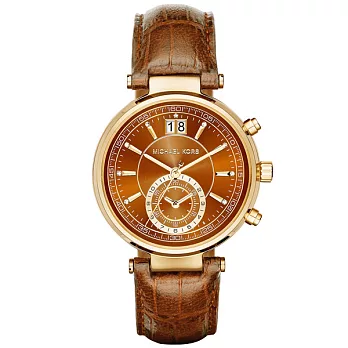 Michael Kors 懵懂高雅秒針晶鑽腕錶-咖啡X金