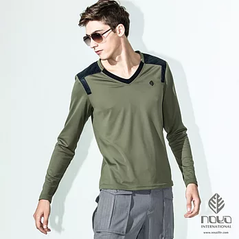 【NOYA】光熱氧/發熱紗/新科技~保暖V領格紋肩線上衣-31K20425M軍綠