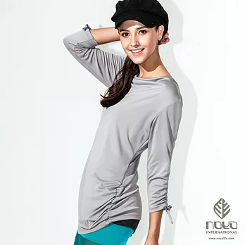 【NOYA】光熱氧/發熱紗/新科技~垂領抽皺袖長版上衣-32A20428S大地灰