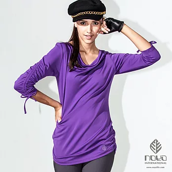 【NOYA】光熱氧/發熱紗/新科技~垂領抽皺袖長版上衣-32A20428S璀璨紫