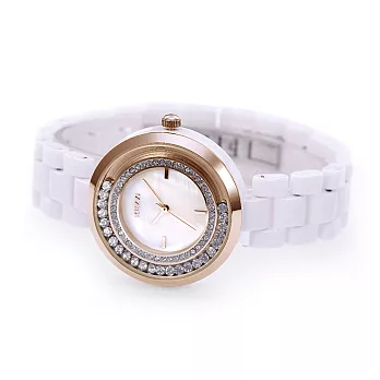 KEZZI 珂紫 846 簡約浪漫 玫瑰金框雙層水鑽石英女錶