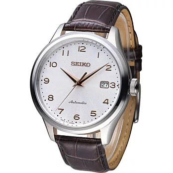 SEIKO 小葡萄牙時尚機械腕錶 4R35-00P0S SRP705J1 白x咖啡