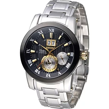 SEIKO Premier 諾瓦克 ·喬科維奇獨家特別版腕錶 7D56-0AB0E SNP129J1 黑x金色