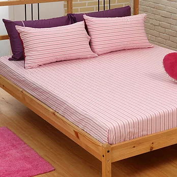 LITA麗塔(小紅條)雙人三件式純棉床包枕套組