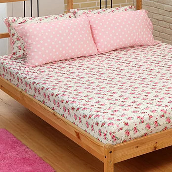 LITA麗塔(玫瑰綻放)雙人三件式針織床包枕套組