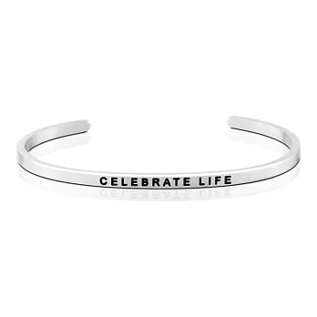 MANTRABAND 美國悄悄話手環 CELEBRATE LIFE 歡慶人生 銀色