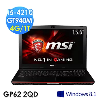 msi微星 GP62 2QD-054TW 15.6吋 i5-4210H GT940M電競筆電