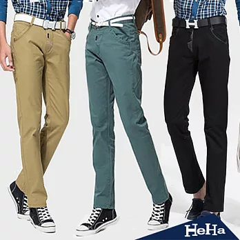 長褲 純棉水洗男式休閒長褲 三色-HeHa-30（草綠）