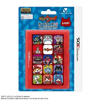 任天堂 3DS 妖怪手錶圖案12入遊戲卡夾盒 (紅色款)