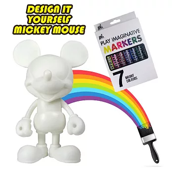 【Disney迪士尼】創意DIY手作素材／創意素色米老鼠公仔(附7色彩色筆)