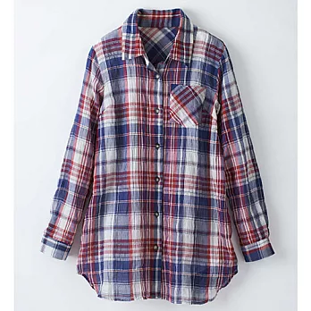 15秋預購【plump大尺碼】天絲乾爽長袖襯衫(4L-5L)4XLA(深藍格紋)