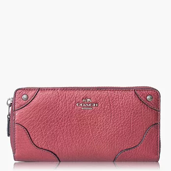 【COACH 方便整理】皮革 / 拉鍊式多功能長夾_金屬紅
