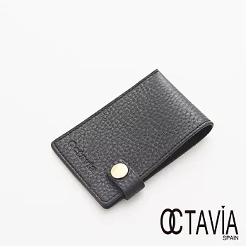 Octavia 8 真皮 - JUST SIMPLE 扁式原皮壓扣名片夾 - 我的黑我的黑