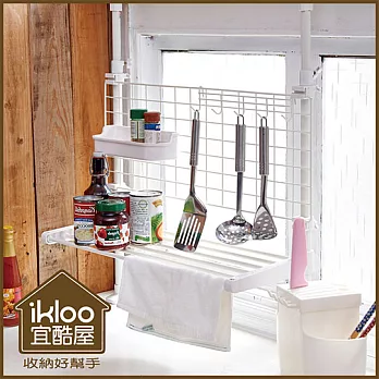 【ikloo】頂天立地雙桿廚房檯面收納架-氣質白