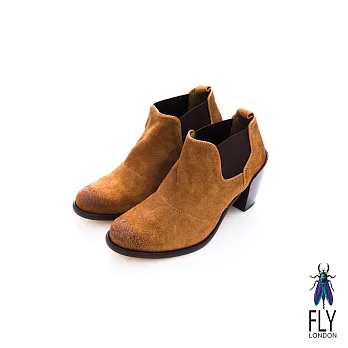 Fly London(女)★ 牛仔之女 麂皮帥氣低跟裸靴之簡單入鞋款 - 羔棕35羔棕
