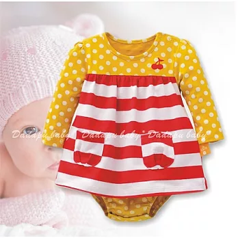 秋款女寶寶肩扣裙哈連衣裙~6M條文點點